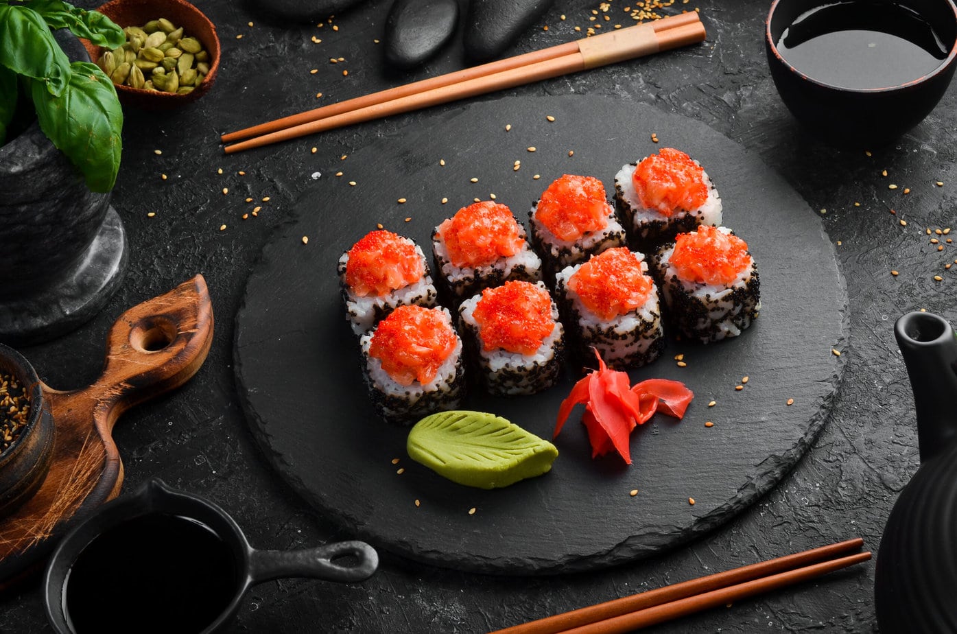 œufs de capelan sur makis