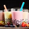 Bubble tea différents assemblés en triangle