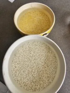 Riz et haricots mungo dans eau