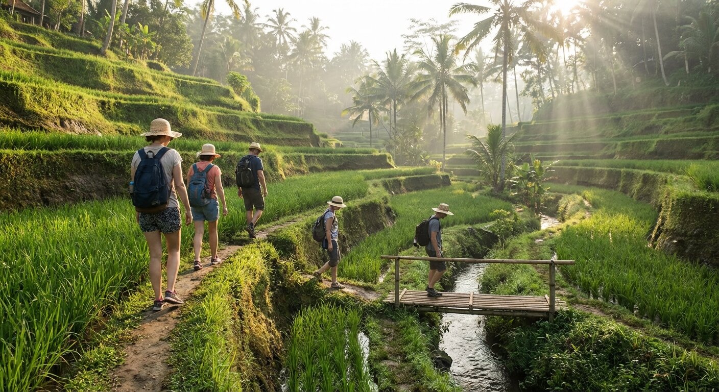 Promenade dans les rizières de Tegallalang à Ubud