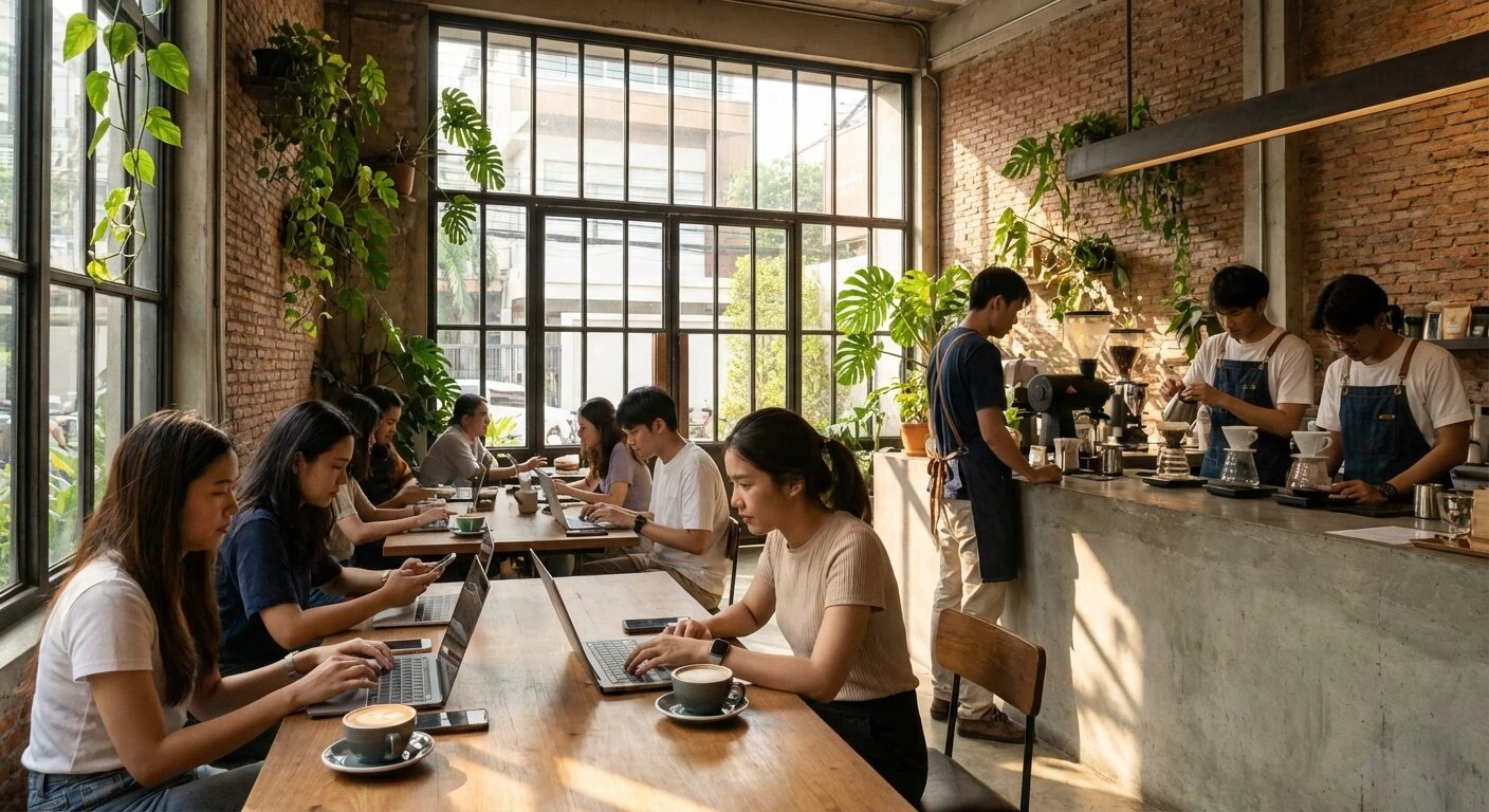 Cafe tendance dans le quartier Ari a Bangkok