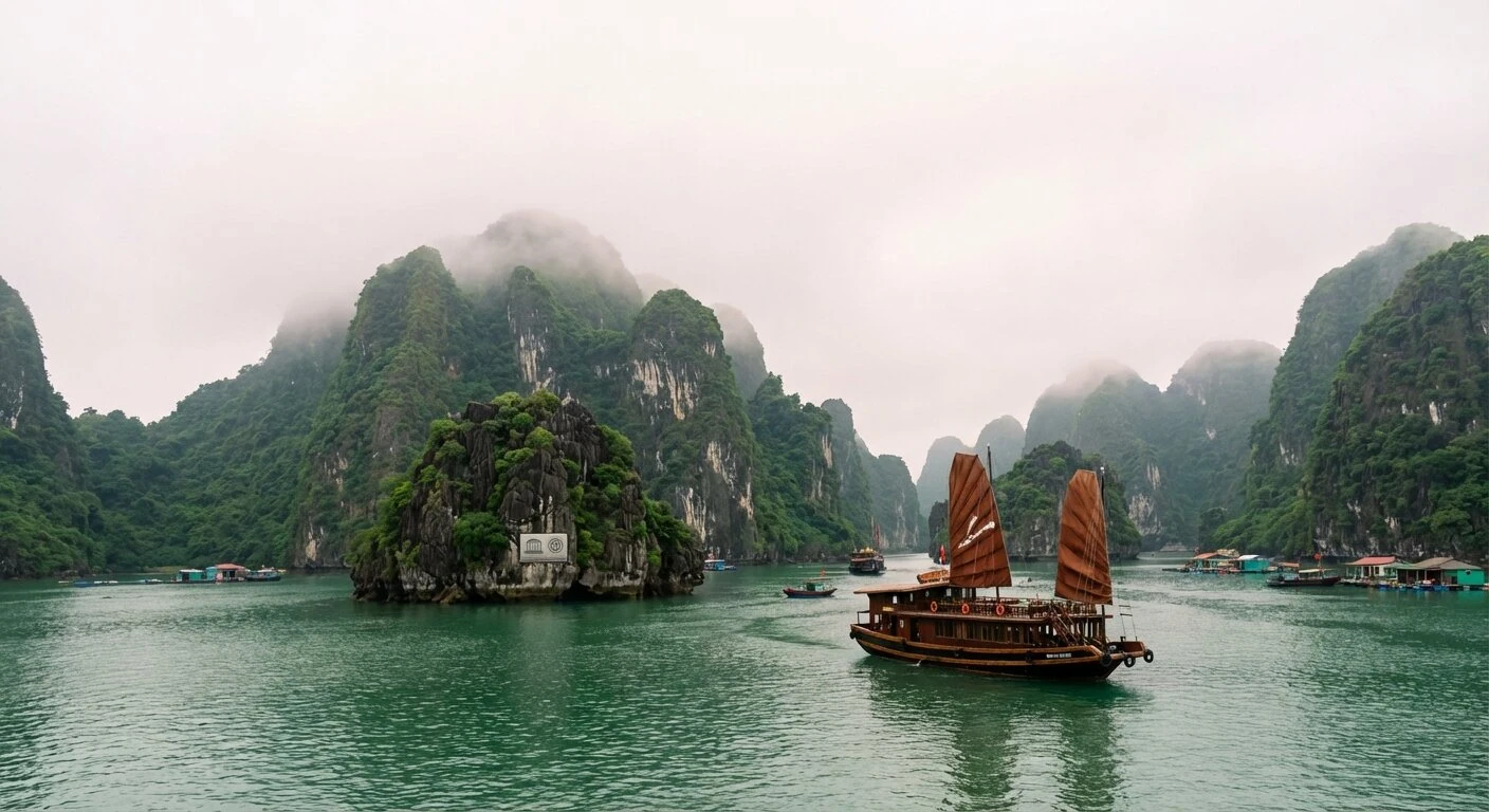 Vue depuis un rooftop sur le Vieux Quartier de Hanoi au crépuscule avec le lac Hoàn Kiếm visible en arrière-plan
