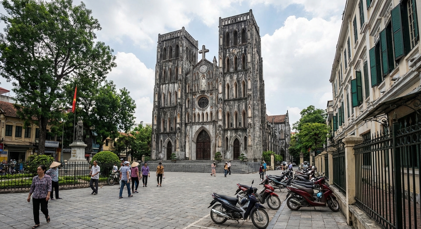 L'Opéra de Hanoi illuminé le soir avec son architecture coloniale française de style néo-classique