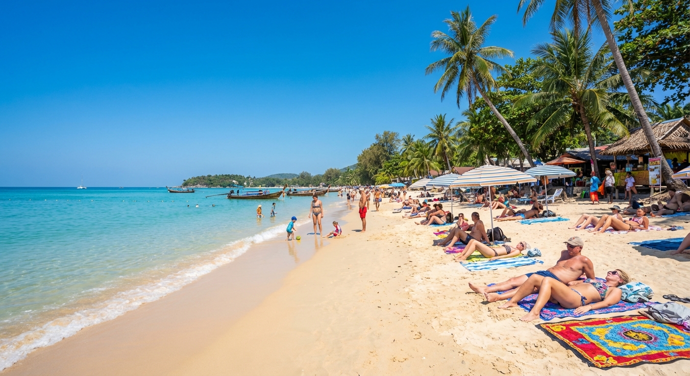 Plage de Phuket par temps idéal pendant la haute saison
