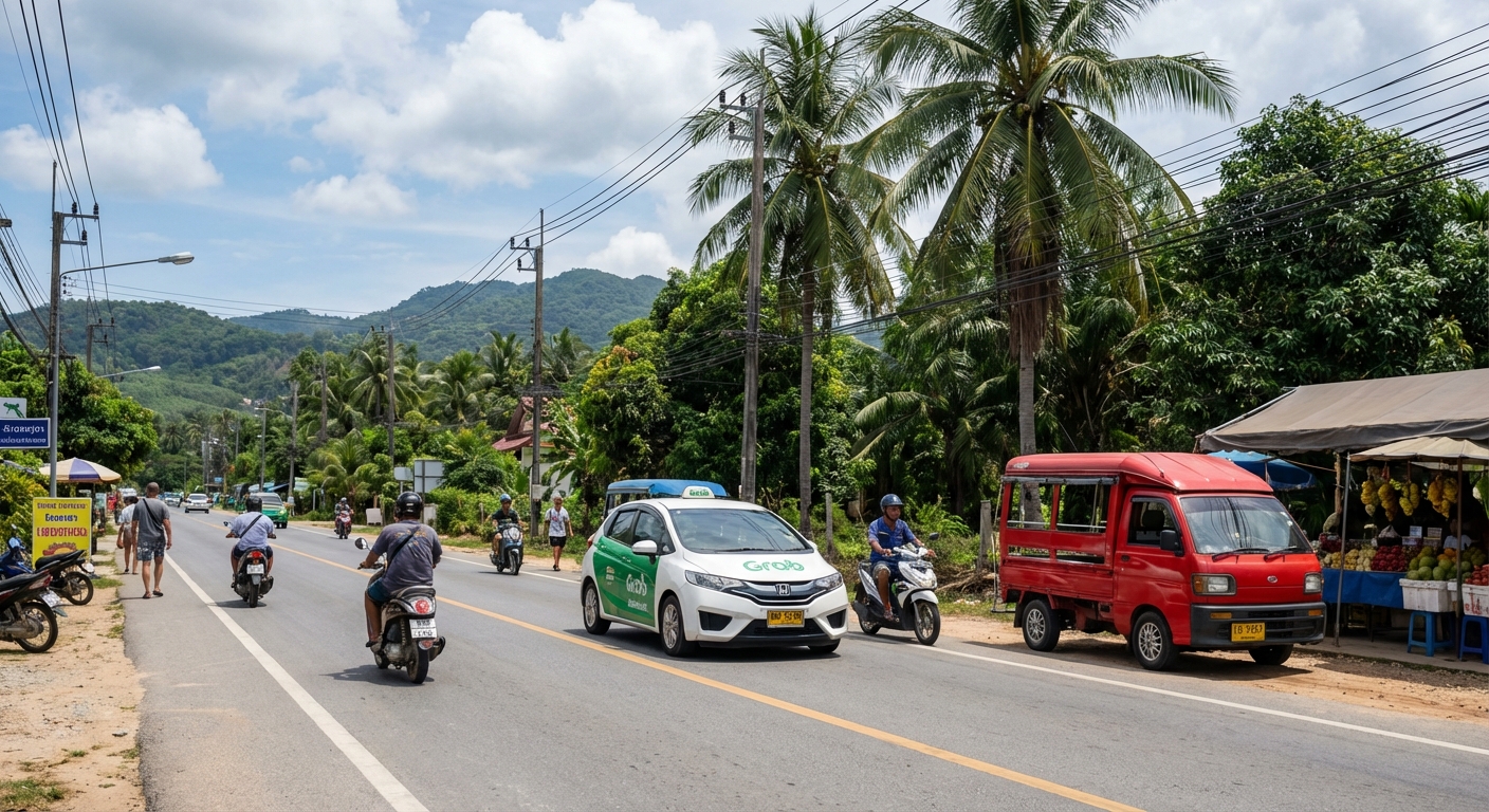 Options de transport sur une route tropicale de Phuket