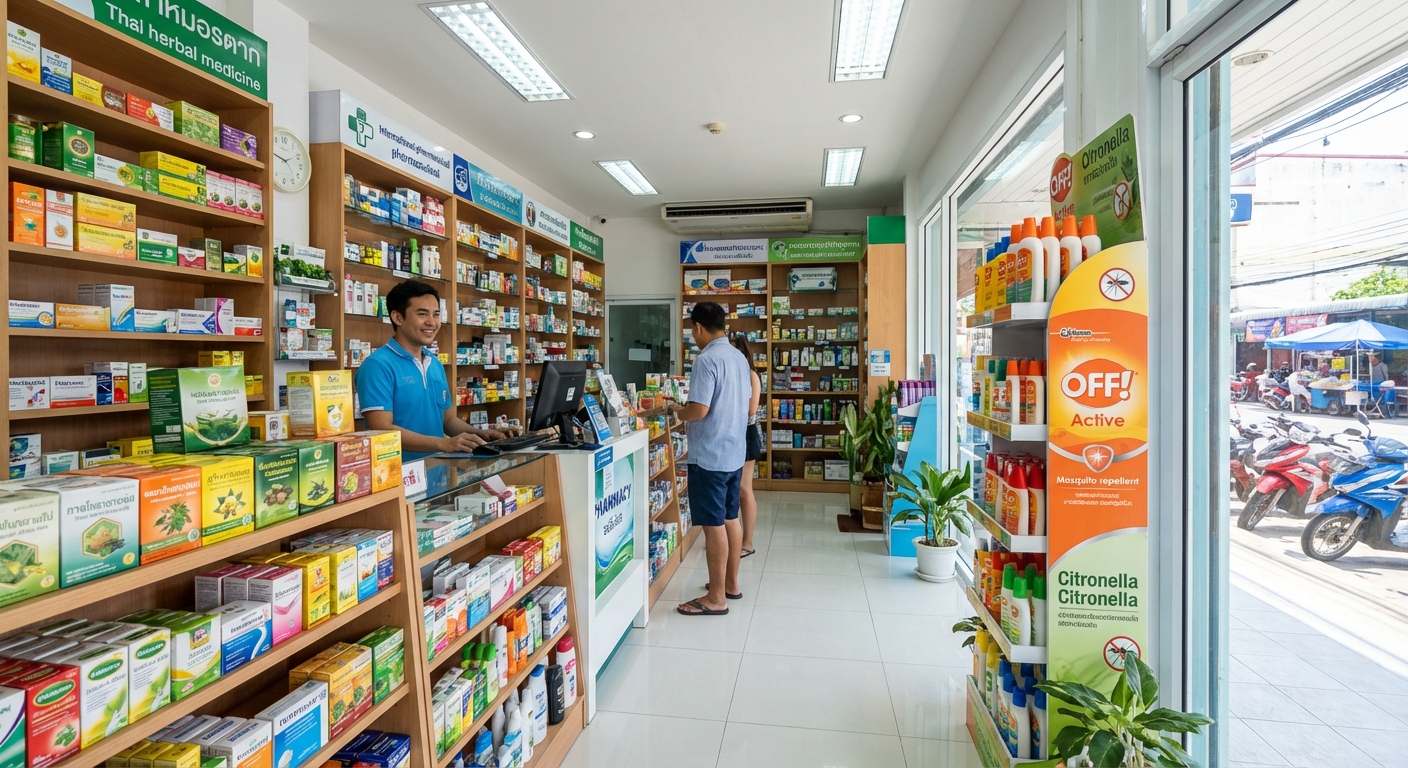 Pharmacie moderne bien approvisionnée à Phuket