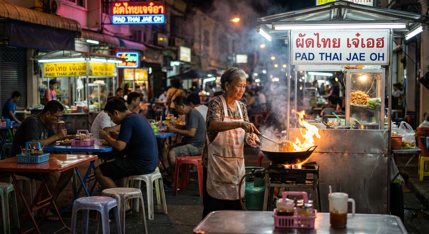 Vendeur de street food dans une echoppe locale a Phuket