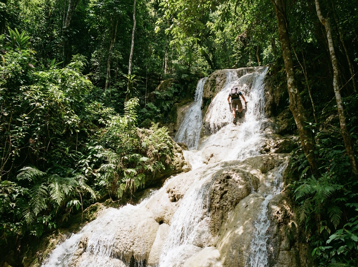 Cascades collantes de Bua Thong et leur roche calcaire claire près de Chiang Mai