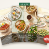 Pack de 3 livres de recettes asiatiques illustrés, plats de nouilles, légumes et dim sum, promo à 909 bahts.