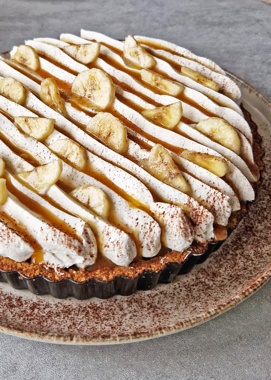 Banoffee pie vegan à la ganache café (sans gluten) - En-tete