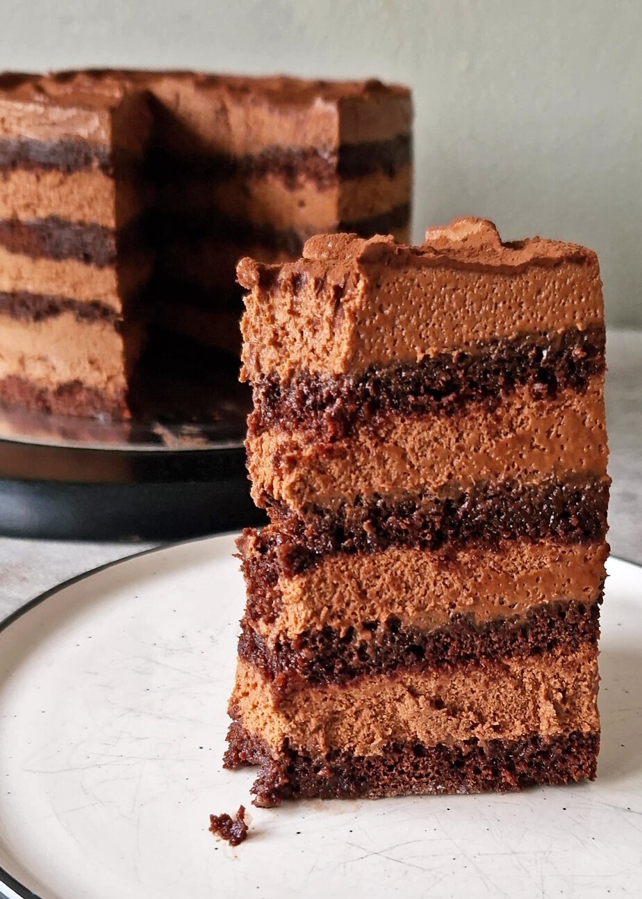Gâteau au chocolat vegan à la mangue