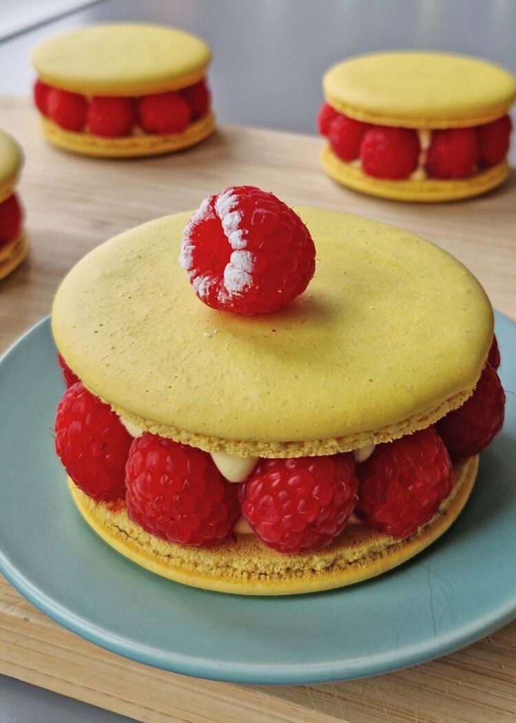 Gâteau macaron mangue framboise (sans gluten) - En-tete