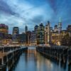 Skyline de Lower Manhattan au crépuscule, New York