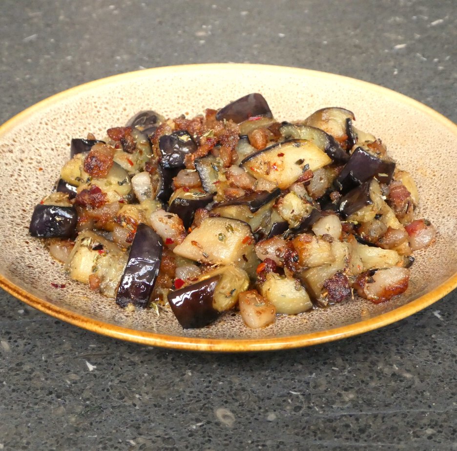 Aubergines au lard