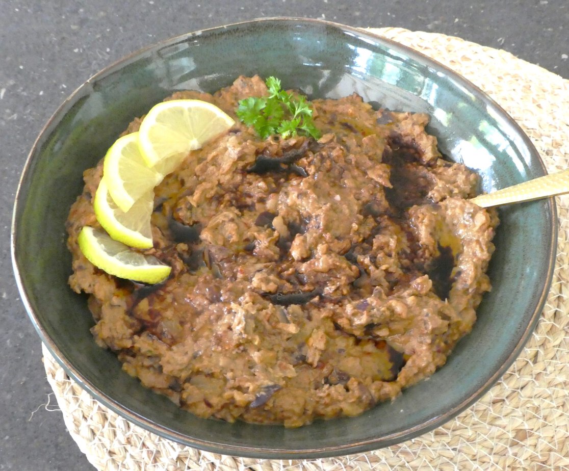 Baba ganoush à l'aubergine poêlée