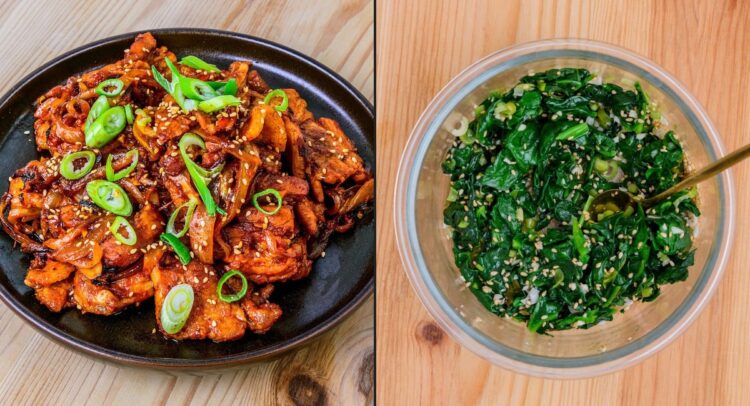 Jeyuk bokkeum et sigeumchi namul