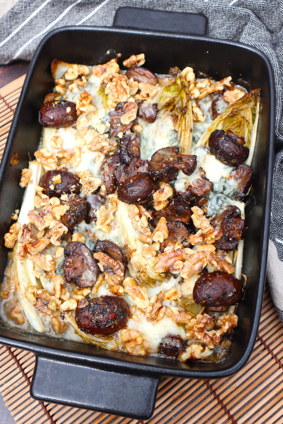 Gratin d'endives au bleu et aux champignons - En-tete
