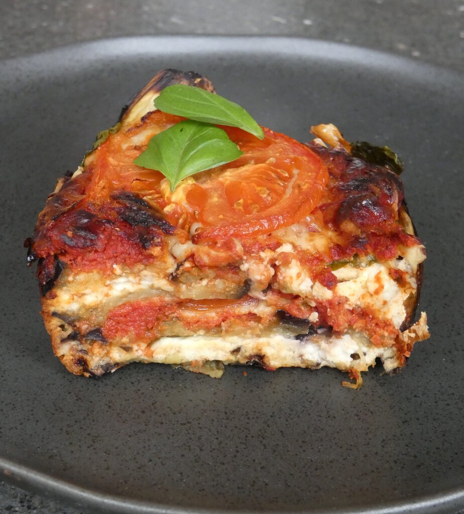 Lasagnes d'aubergines à la feta et au pecorino
