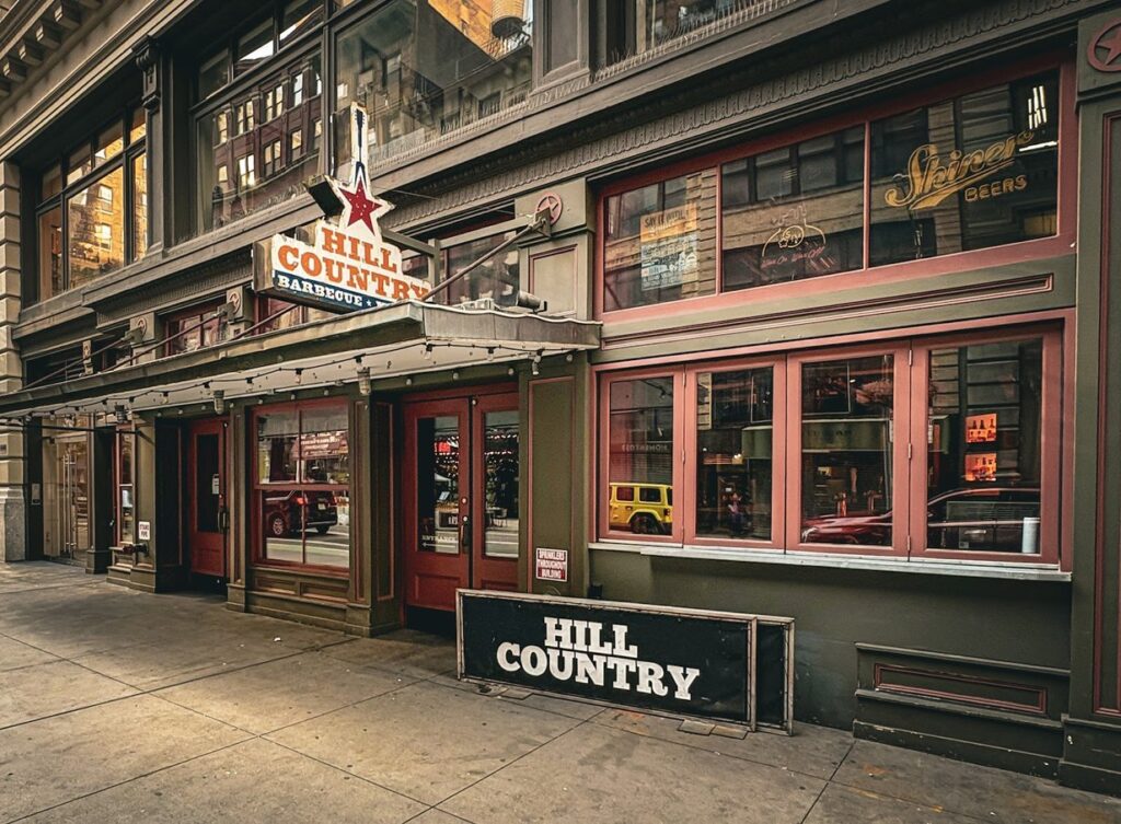 Hill Country Barbecue Market, la façade sur West 26th Street, New York
