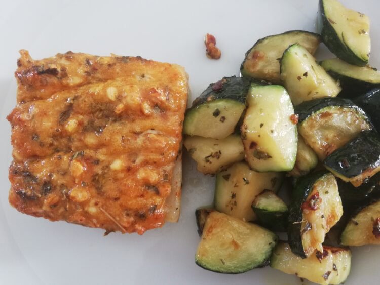 Poisson blanc au four et courgettes poêlées - En-tete