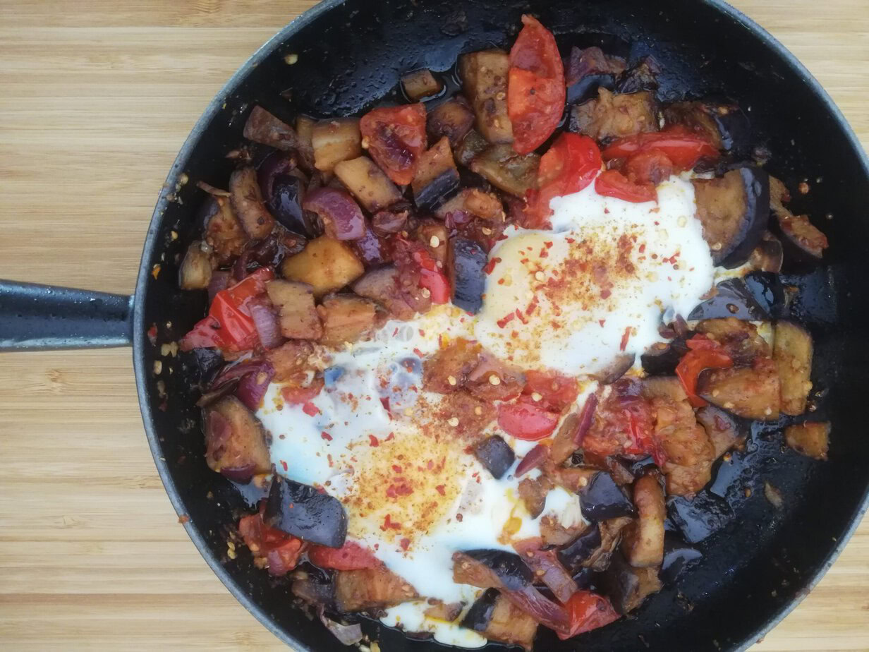 Shakshuka à l'aubergine - En-tete
