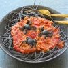 Spaghetti d'Halloween aux araignées d'olives - En-tete